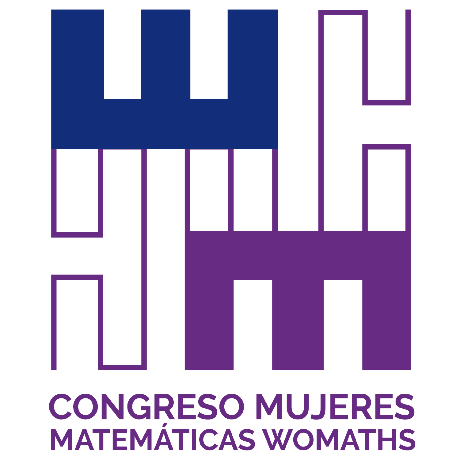 Womaths logo with two letters on a diagram inspired by a Peano diagram, a W in blue and an M in purple, alluding to the name of Congress