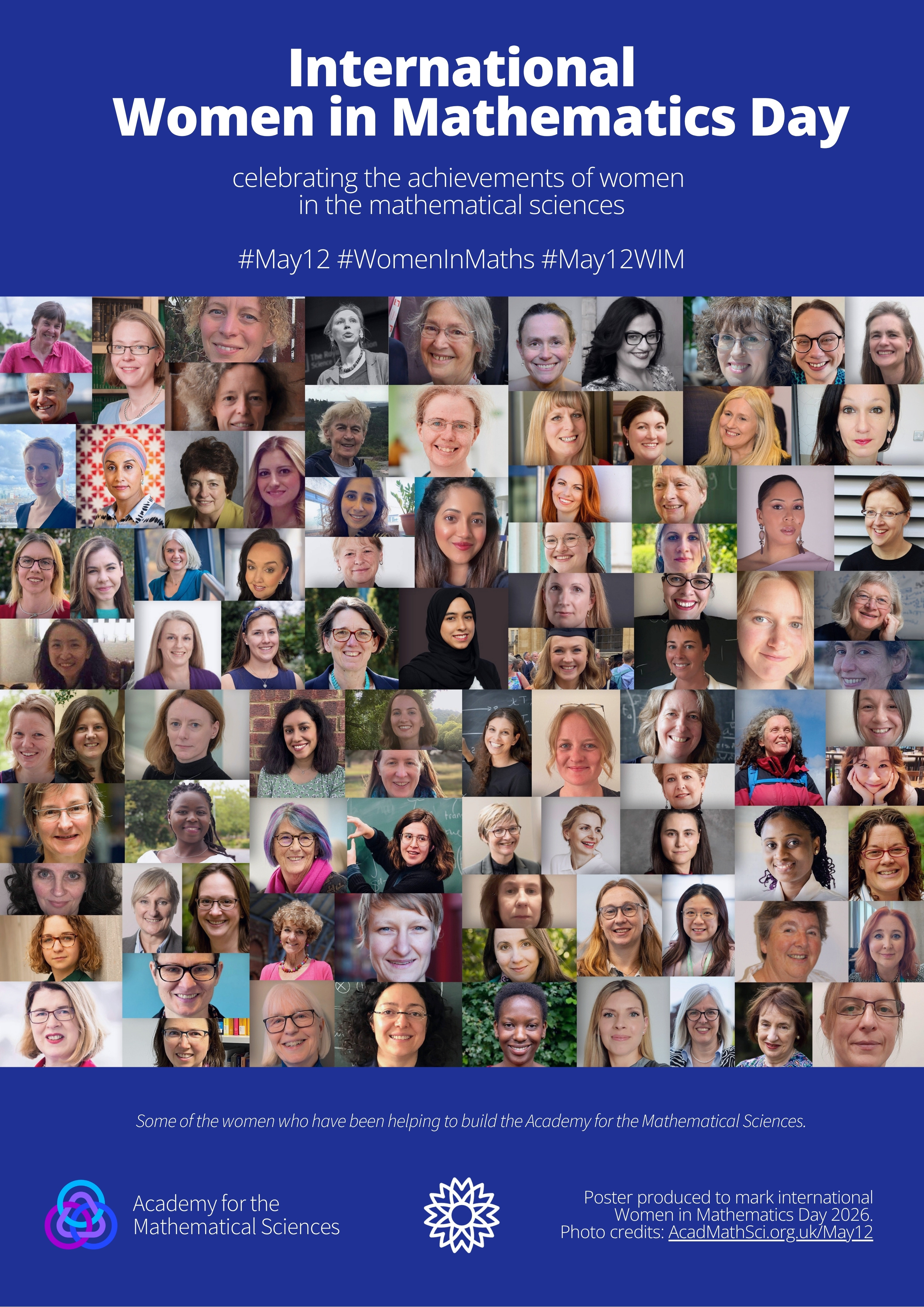 International Women in Mathematics Day - celebrating the achievements of women in the mathematical sciences with a collage of some of the women helping to build the Academy for the Mathematical Sciences