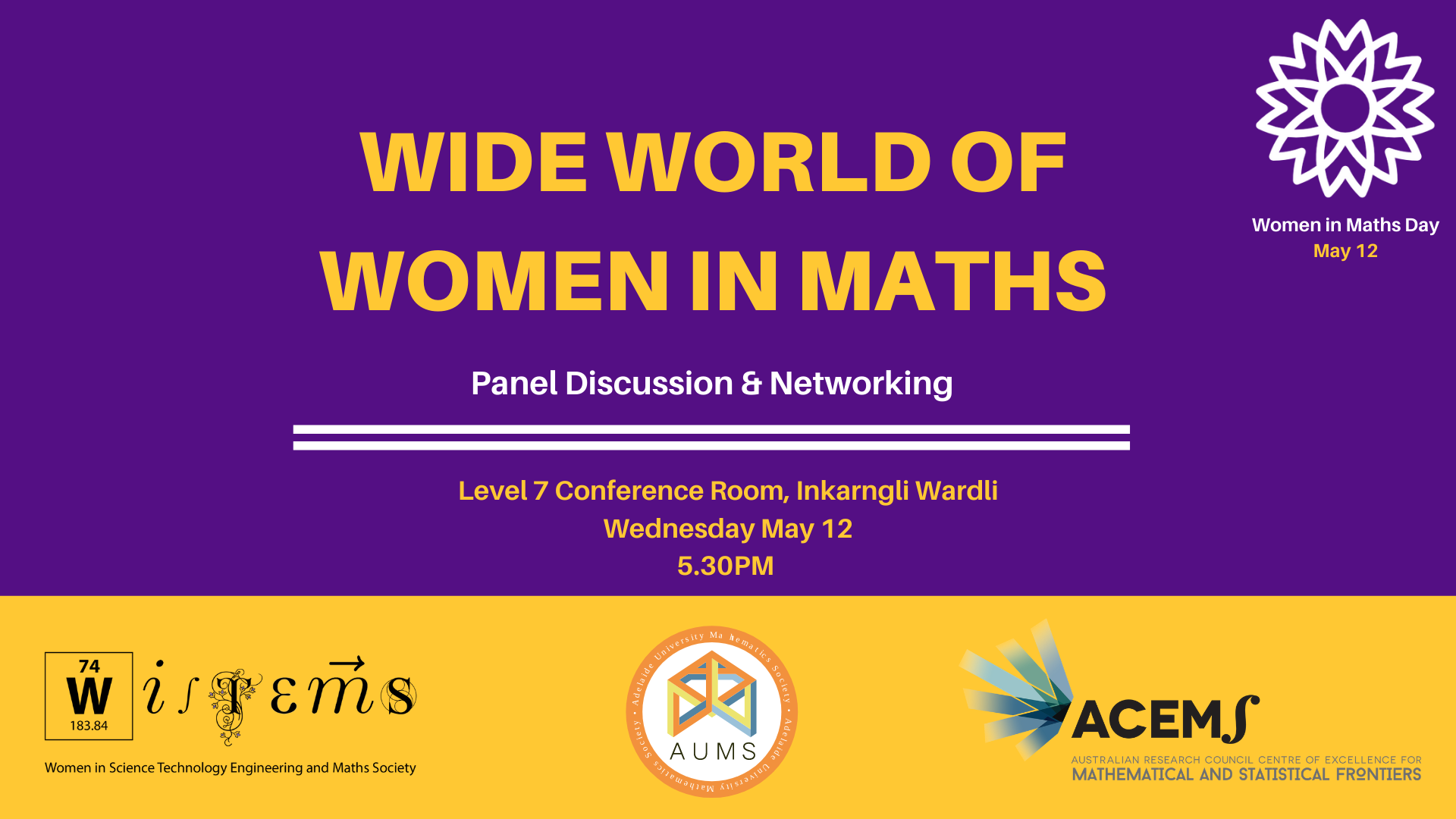 Wide World of Women in Maths Panel Discussion and NetworkingEvent 