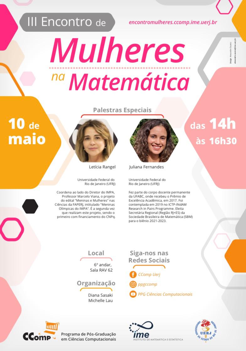 Cartaz do evento com informações e fotos das pesquisadoras palestrantes