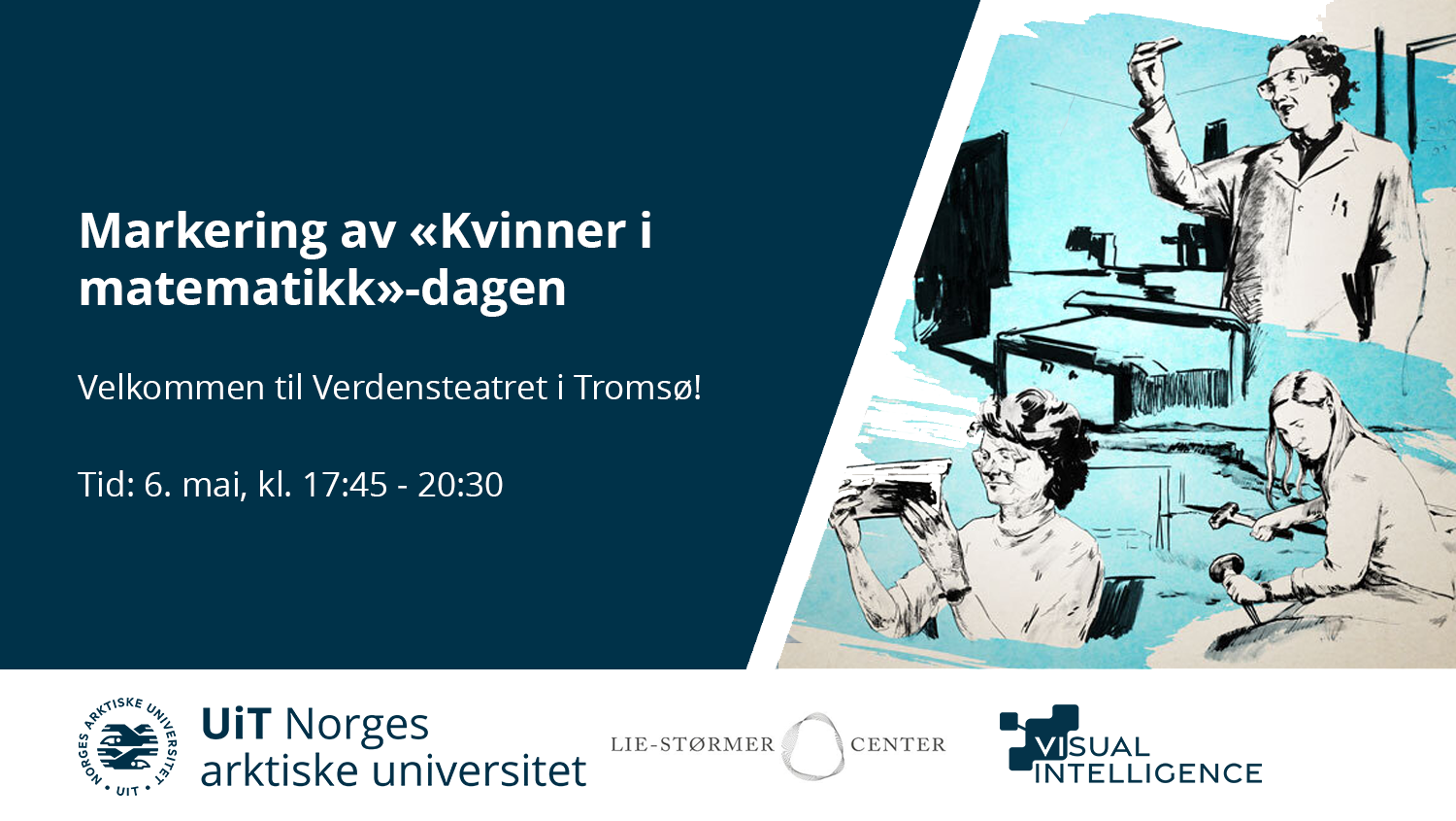 An event banner with information about the local Women in Mathematics Day in Tromsø, Norway