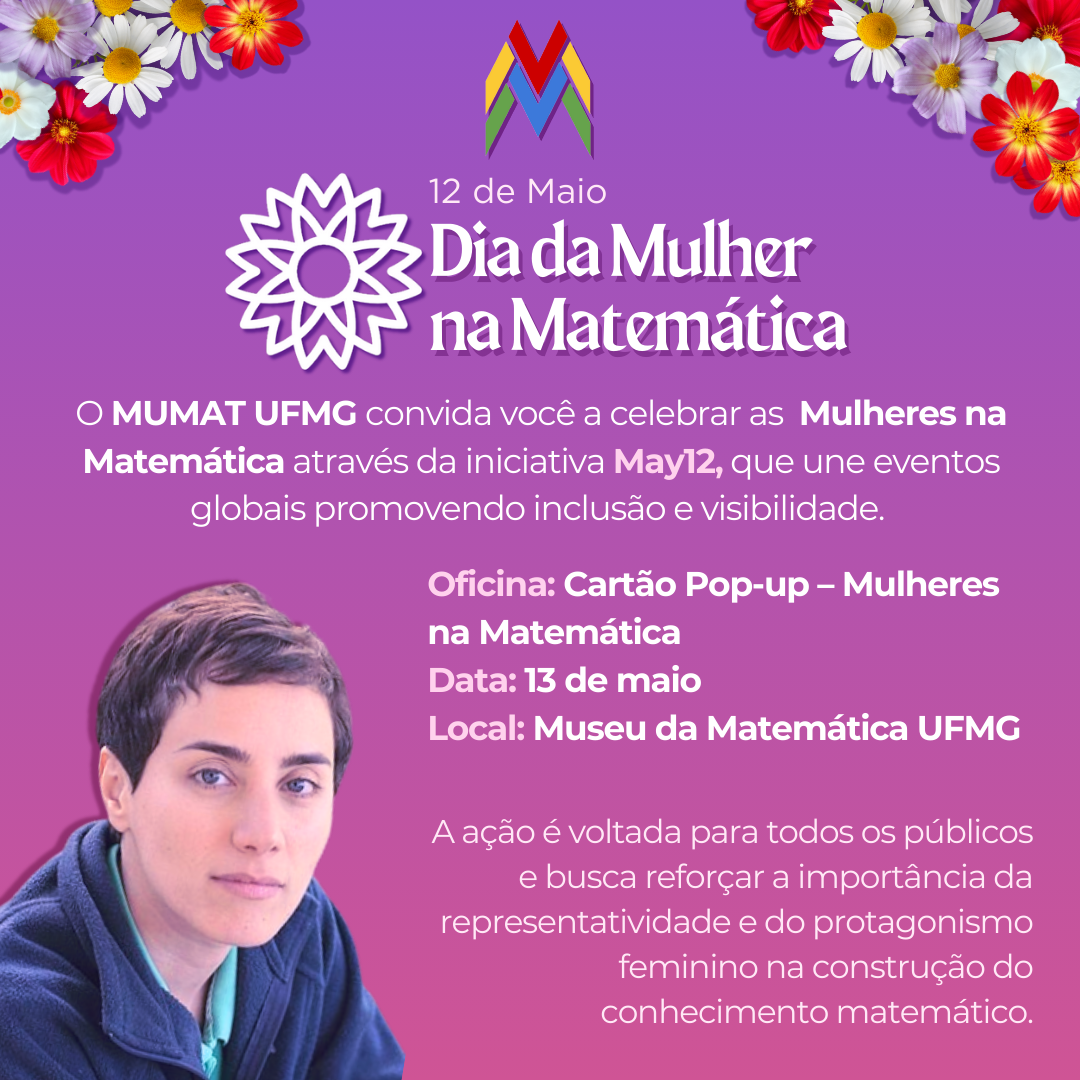 Imagem promocional de uma oficina de cartão pop-up no evento Mulheres na Matemática.