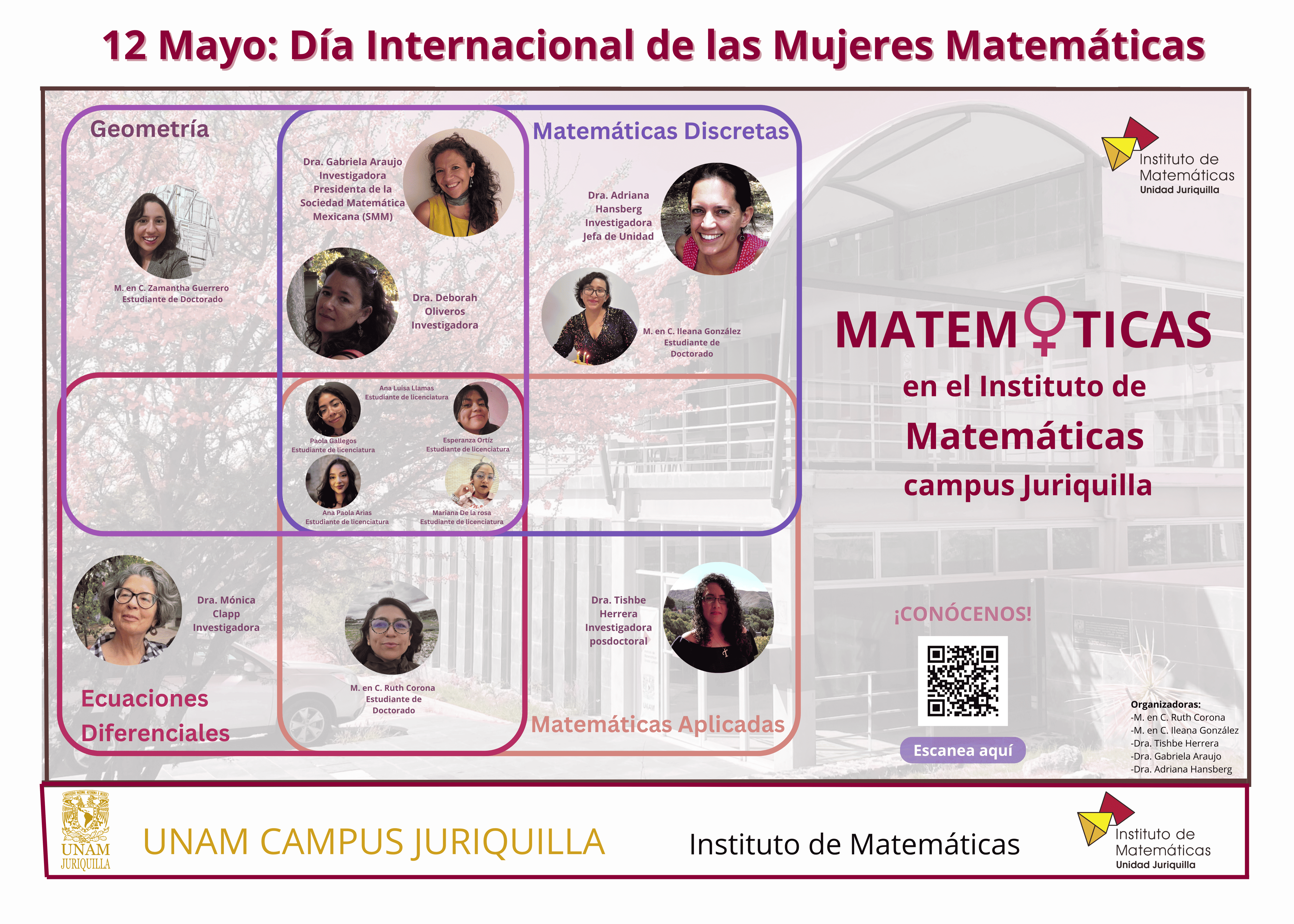 In this image we saw all the women that is attached to the Institute of Mathematics of UNAM, campus Juriquilla.