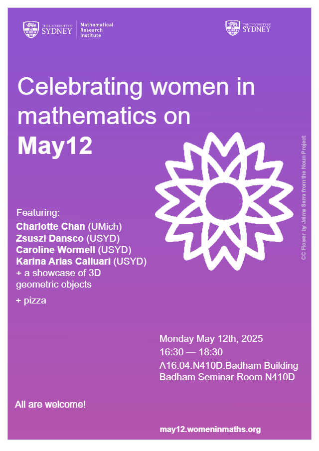 Celebrating women in mathematics on May 12th, University of Sydney