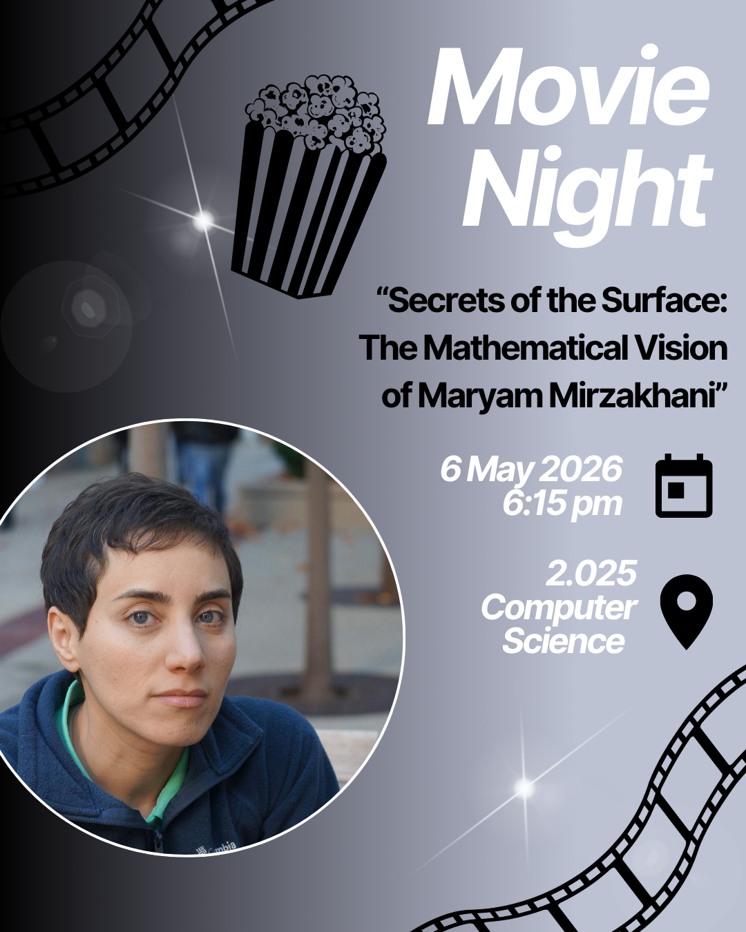 A poster announcing the movie night planned. 