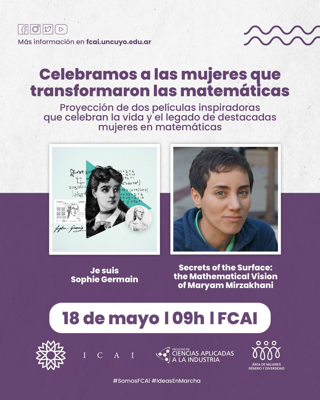 “Je suis Sophie Germain / I am Sophie Germain” and “Secrets of the Surface: the Mathematical Vision of Maryam Mirzakhani”